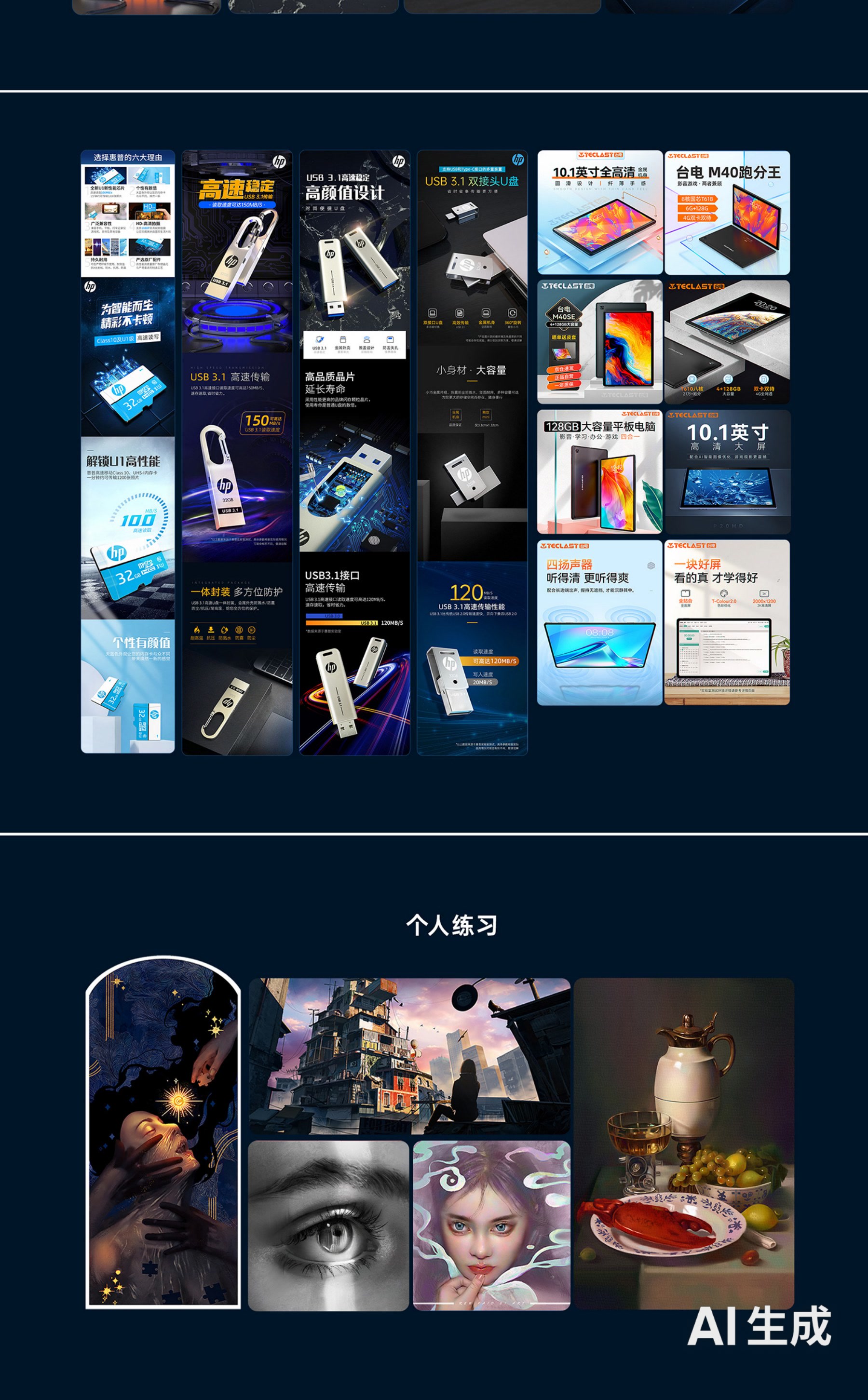 数码产品卖点分镜 & AI 艺术练习